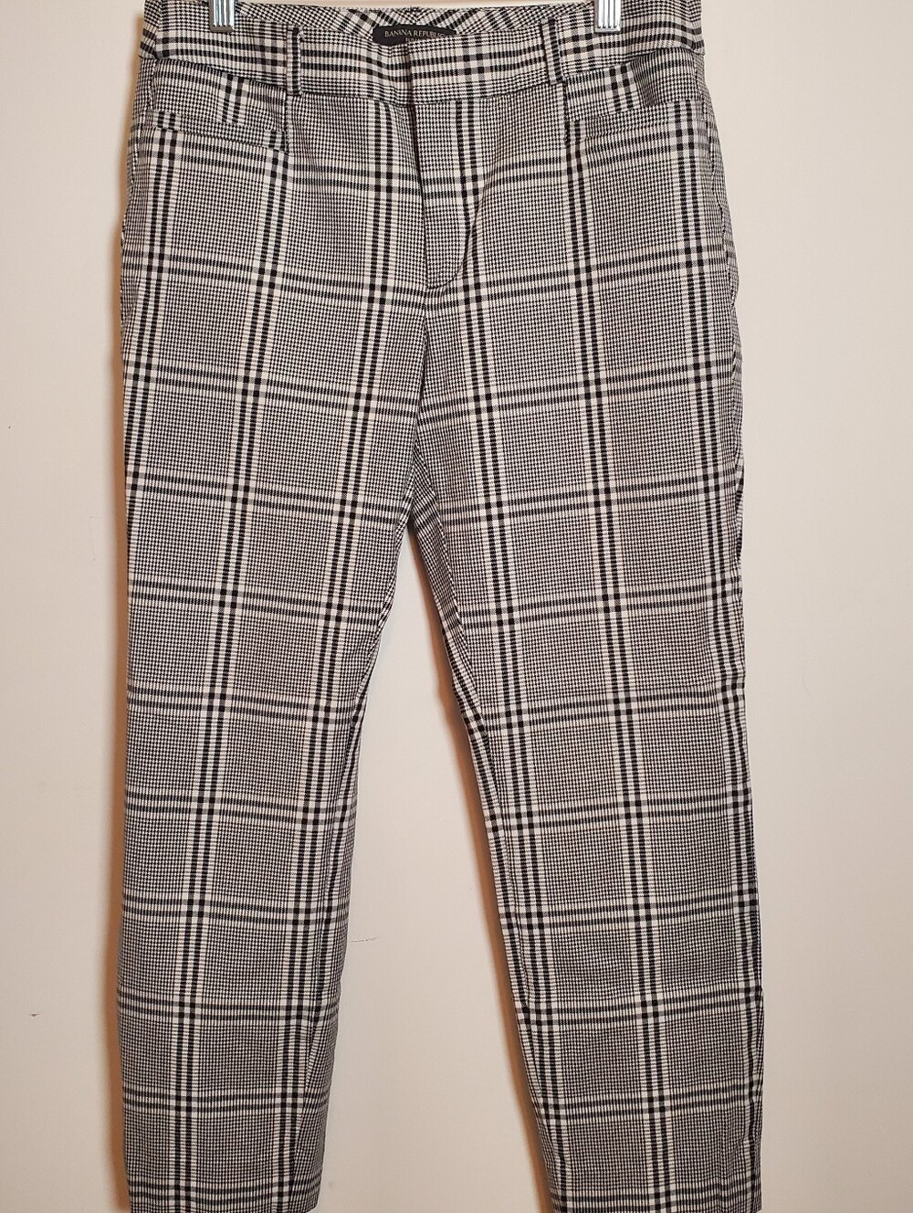 Banana Republic Sloan Black & White Plaid Women's Ankle Length Dress Pants 6